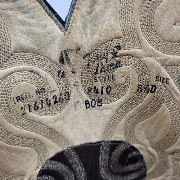 Tony Lama Boots Mens 8.5D Black Leather Western Cowboy Rodeo Embroidered 8410 - Picture 11 of 11